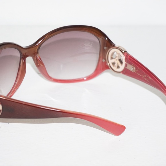 JUICY COUTURE Y2K LIMITED EDITION SPARKLY PEACE SIGN PINK AND BROWN SUNGLASSES - Picture 6 of 6